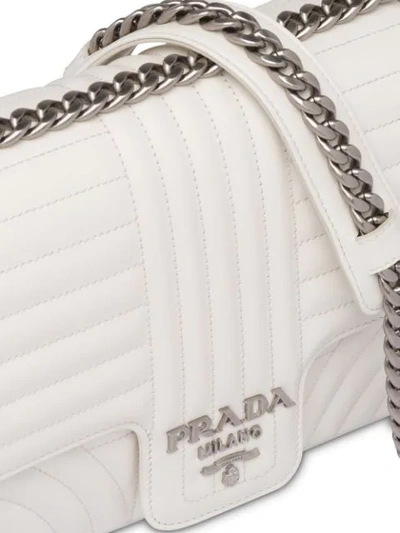 Shop Prada Diagramme Leather Shoulder Bag In White