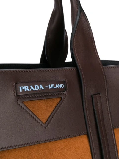 Shop Prada Ouverture Medium Bag - Brown