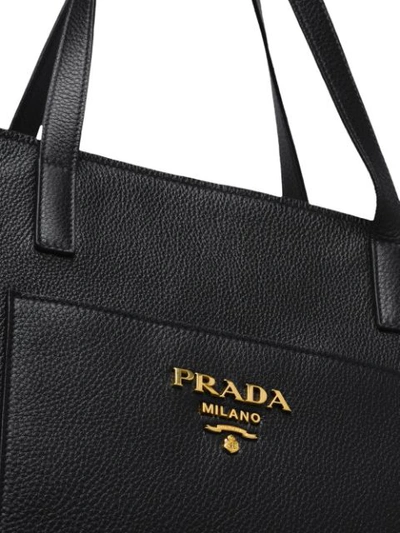 Shop Prada Large Leather Tote In Black