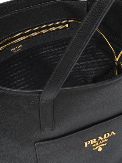 Shop Prada Large Leather Tote In Black