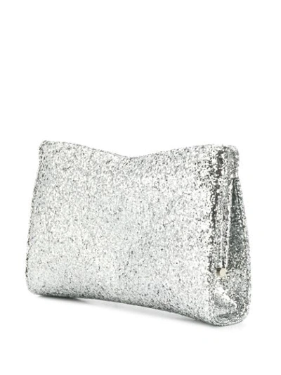 Shop Jimmy Choo Venus Glitter Clutch Bag In Silver