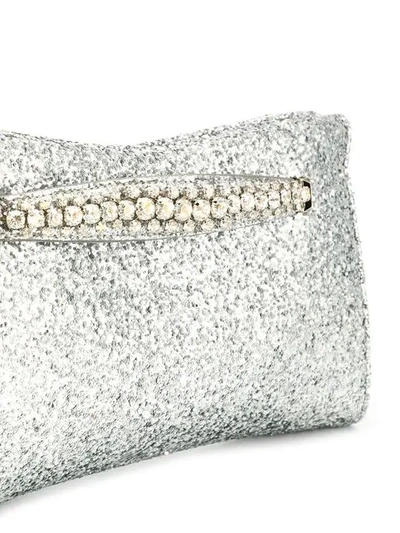 Shop Jimmy Choo Venus Glitter Clutch Bag In Silver