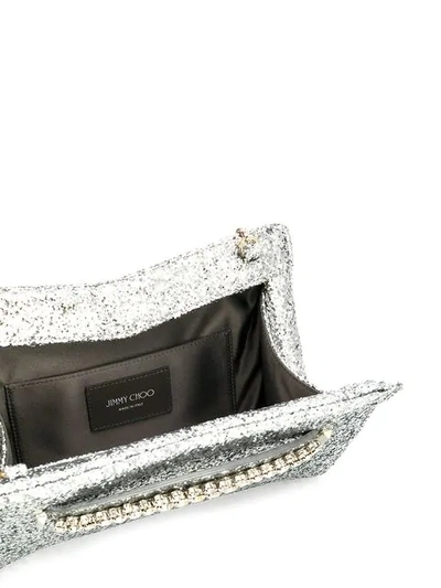 Shop Jimmy Choo Venus Glitter Clutch Bag In Silver