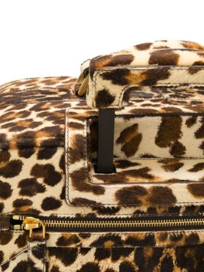 Shop Prada Leopard Print Suitcase - Brown