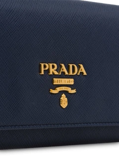 Shop Prada Leather Shoulder Bag - Blue