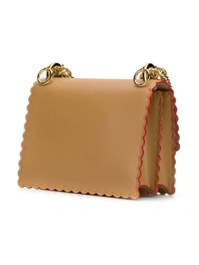 Shop Fendi Kan I Mini Scalloped Shoulder Bag In Brown
