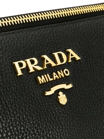 Shop Prada Logo Shoulder Bag - Black