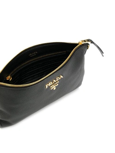 Shop Prada Logo Shoulder Bag - Black