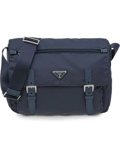 Shop Prada Flap Shoulder Bag In Blue