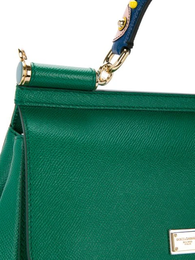 Shop Dolce & Gabbana Sicily Handbag With Handle Embroidery In Green