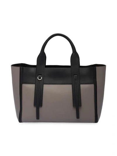 Shop Prada Ouverture Medium Leather Bag In Grey ,black