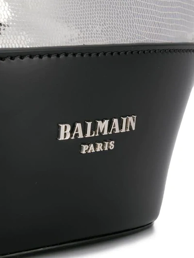 Shop Balmain Polygon Bucket Bag In Silver