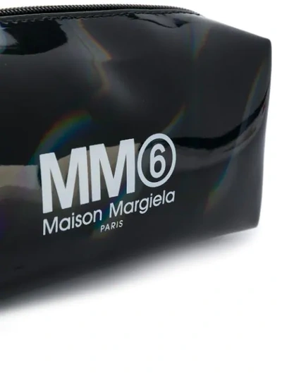 Shop Mm6 Maison Margiela Zipped Logo Clutch In Black