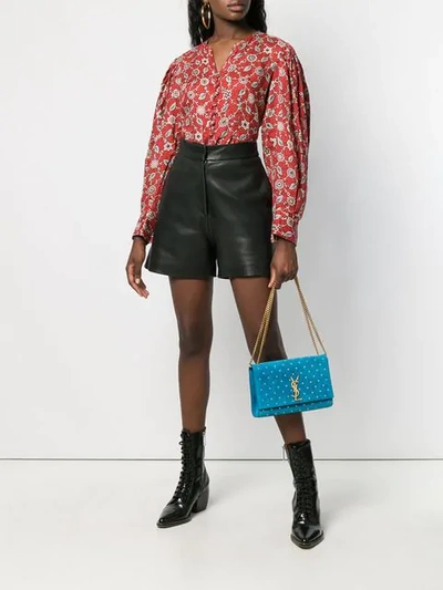 Shop Saint Laurent Kate Star Studded Crossbody Bag In Blue