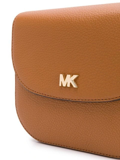 Shop Michael Michael Kors Logo Plaque Shoulder Bag In Brown