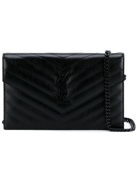 saint laurent medium monogram mattelasse leather chain wallet
