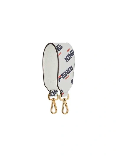 Shop Fendi Mania Strap You Bag Strap In F0qvl-white+soft Gold