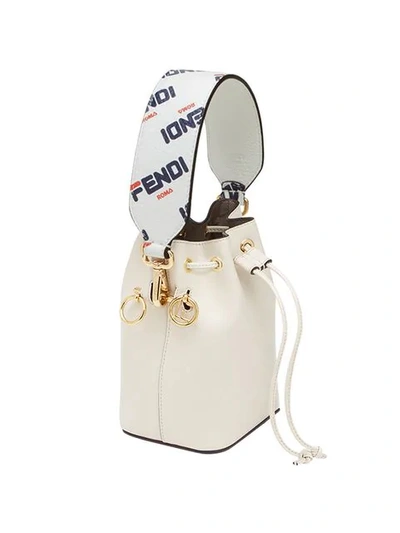 Shop Fendi Mania Strap You Bag Strap In F0qvl-white+soft Gold