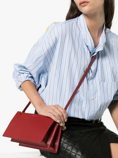 Shop Saint Laurent Red Catherine Leather Shoulder Bag In 6805 -rouge   Eros