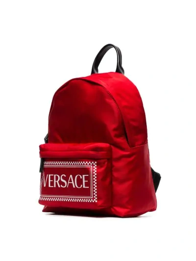 Shop Versace Red Logo Backpack  In 113 - Red