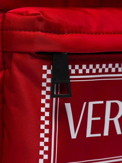 Shop Versace Red Logo Backpack  In 113 - Red