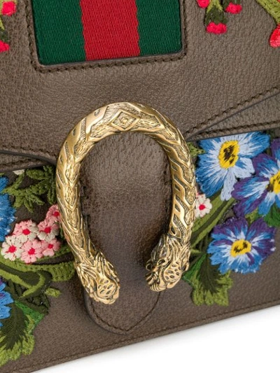 Shop Gucci Dionysus Embroidered Shoulder Bag In Brown