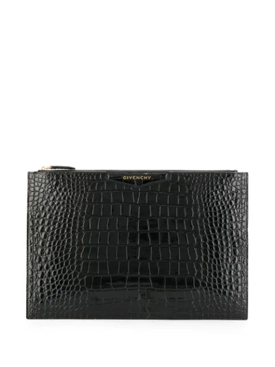 GIVENCHY CROC-EFFECT CLUTCH BAG - 黑色