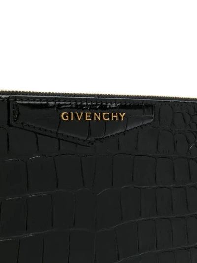 Shop Givenchy Croc-effect Clutch Bag In 001 Black
