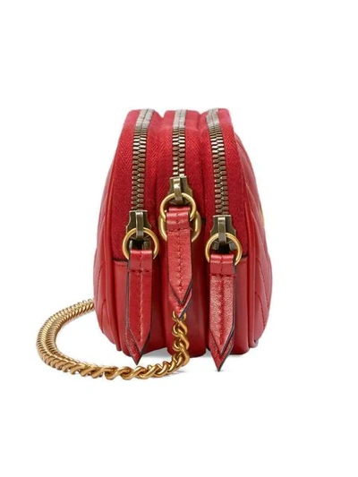 Shop Gucci Gg Marmont Mini Chain Bag In Red