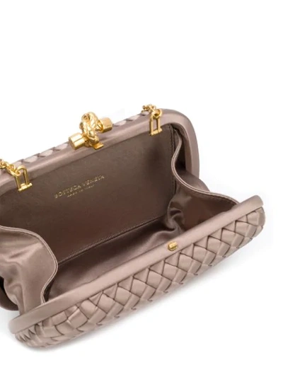 Shop Bottega Veneta Chain Knot Clutch In Neutrals