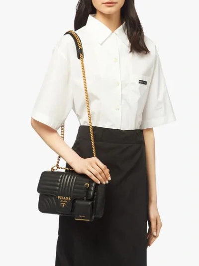 Shop Prada Diagramme Medium Shoulder Bag In Black