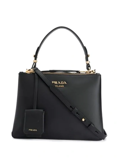 Shop Prada Double Zip Tote In Black