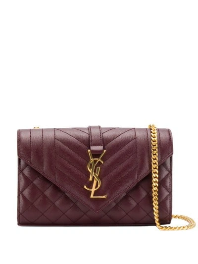 Shop Saint Laurent Small Envelope Crossbody Bag In Red