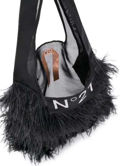 Shop N°21 Classic Shopper With Feathers In Black