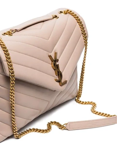 Shop Saint Laurent Nude Loulou Medium Quilted Leather Shoulder Bag In Neutrals