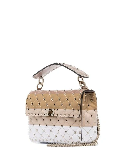 Shop Valentino Garavani Medium Rockstud Spike Shoulder Bag In Neutrals