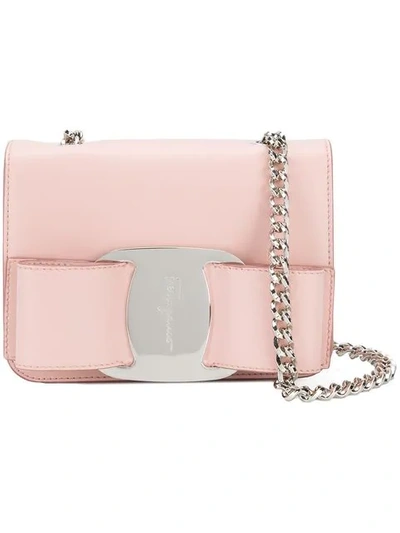 Shop Ferragamo Vara Shoulder Bag In Pink