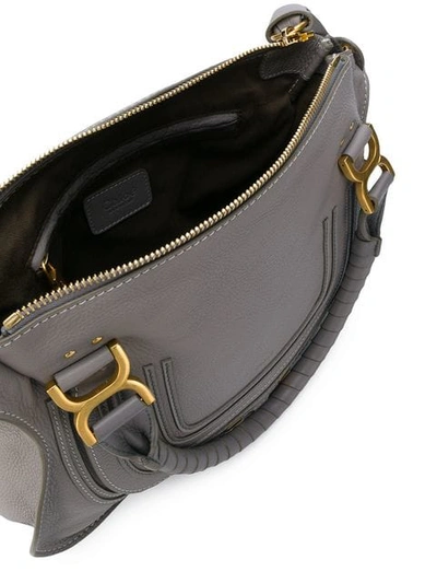 Shop Chloé Marcie Leather Handbag In Grey