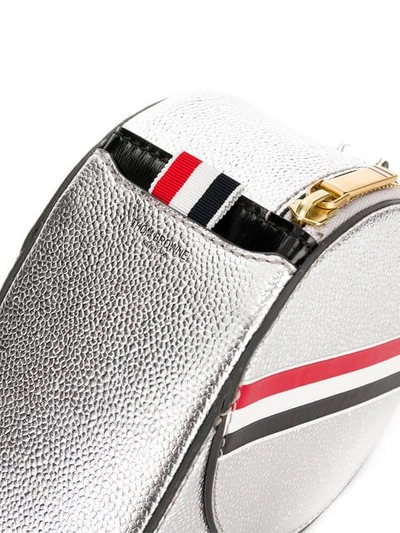 Shop Thom Browne Rwb Stripe Leather Whistle Bag In 045 Silver