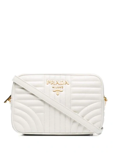 Shop Prada Diagramme Quilted Camera Bag In White