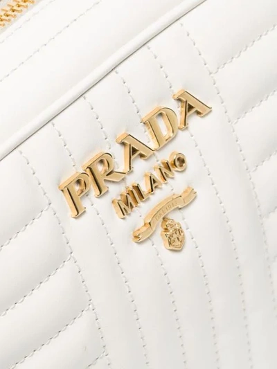 Shop Prada Diagramme Quilted Camera Bag In White