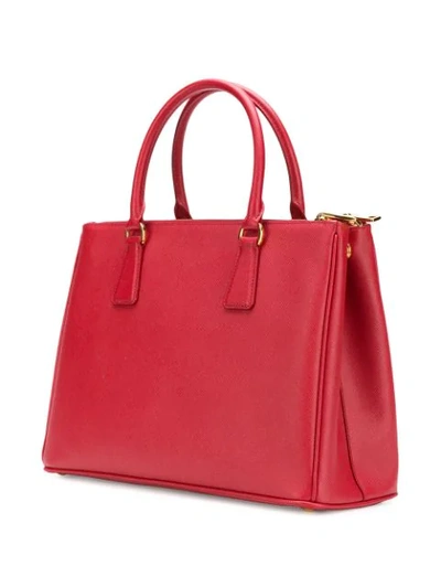 Shop Prada Large Galleria Leather Tote Bag In Red