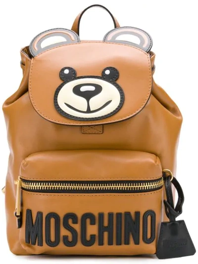 Shop Moschino Teddy Bear Bag In Brown