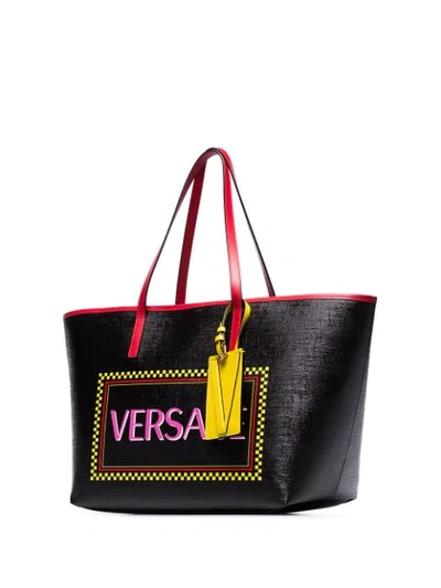 Shop Versace Logo-print Tote In Black