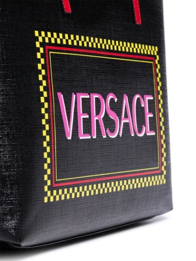 Shop Versace Logo-print Tote In Black