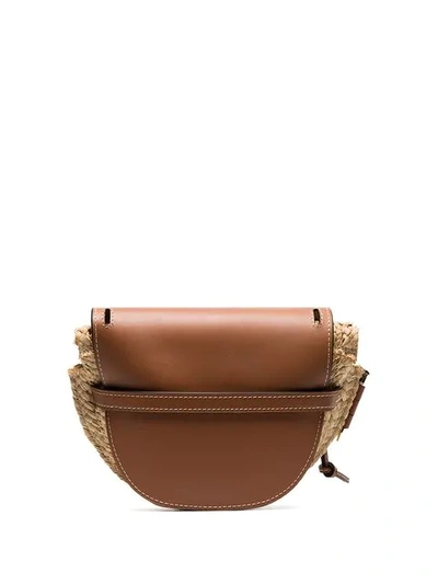 Shop Loewe Brown Gate Mini Leather And Raffia Shoulder Bag