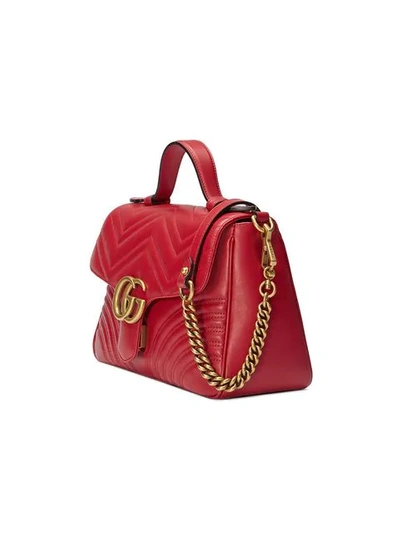 Shop Gucci Gg Marmont Small Top Handle Bag In Red