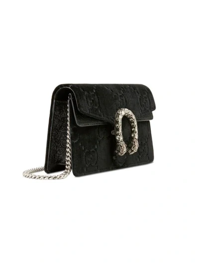 Shop Gucci Black Dionysus Gg Velvet Super Mini Bag In 8176 Black