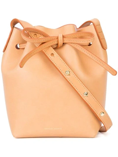 Shop Mansur Gavriel Mini Mini Bucket Bag In Neutrals