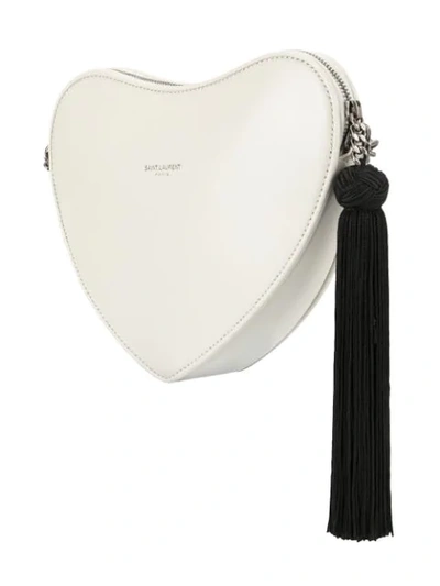 Shop Saint Laurent Ysl Heart Logo Shoulder Bag In White